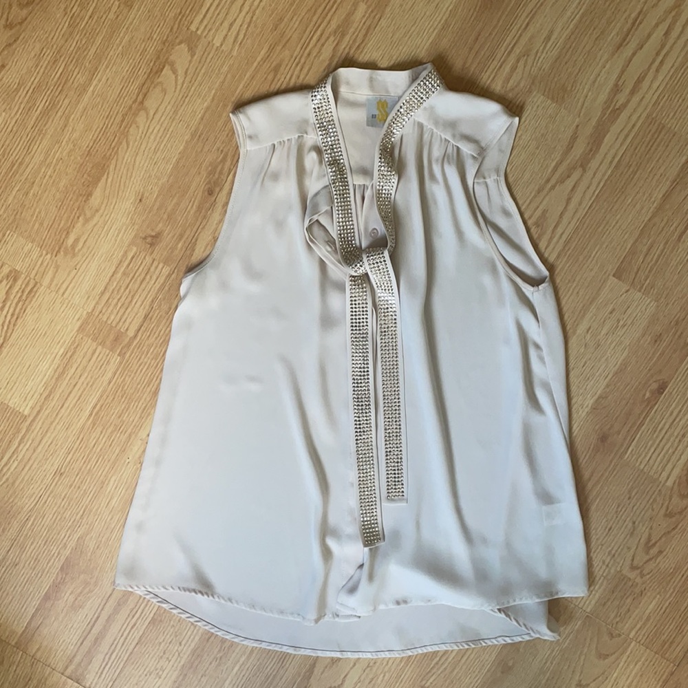 SIS SIS buff sleeveless top with studded tie, M